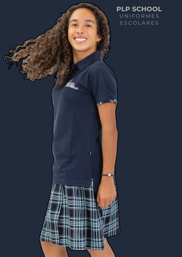 UNIFORME ESCOLAR FALDA ESCOLAR AZUL PLAYERA POLO ESCOLAR AZUL CONJUNTO UNIFORME ESCUELAS 